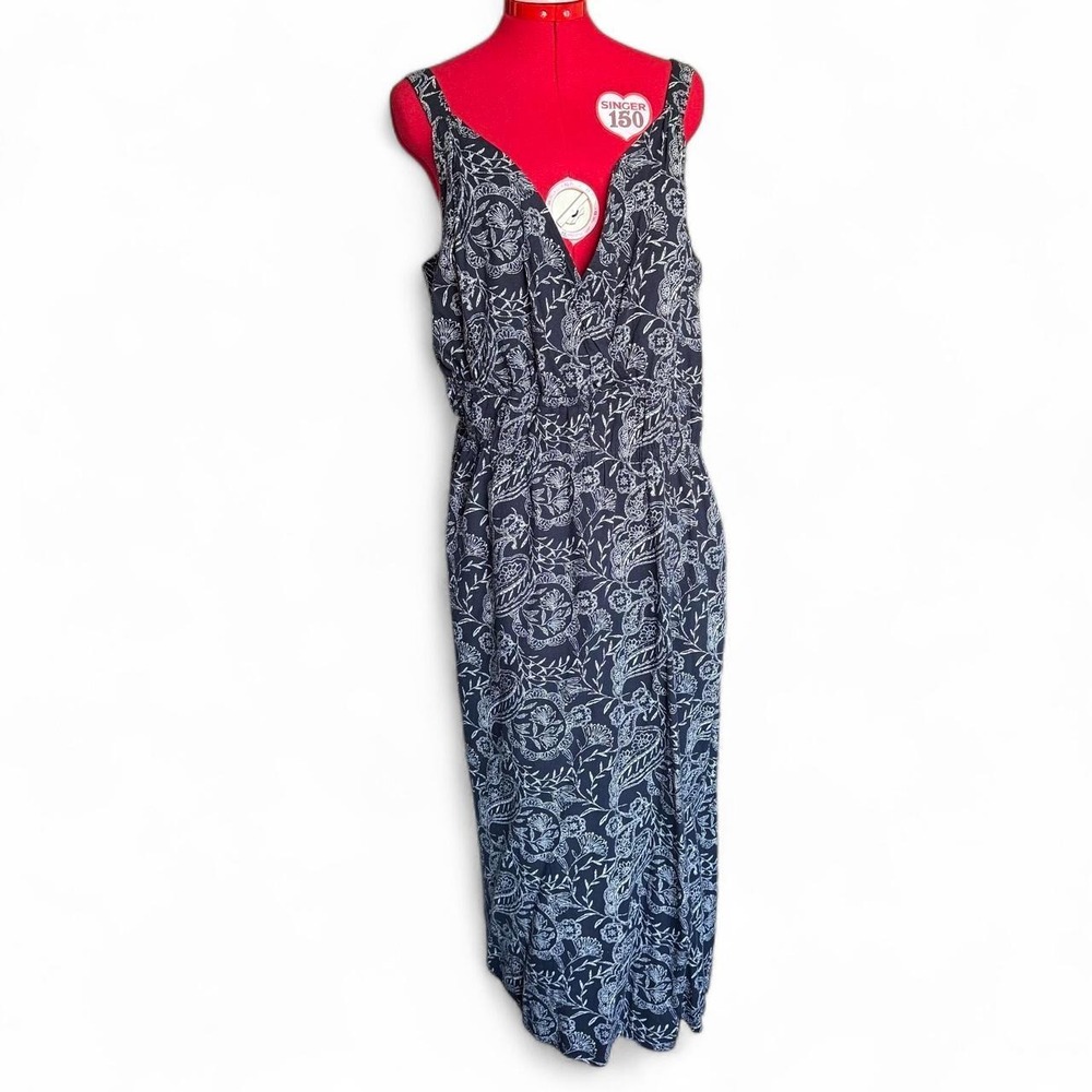 Universal Thread Navy Paisley Midi Dress With Back Cutouts V Neck Size XXL